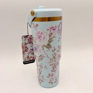 Hydrapeak Nomad 32oz Tumbler Rose Vine Powder Blue Floral Insulated Travel Mug